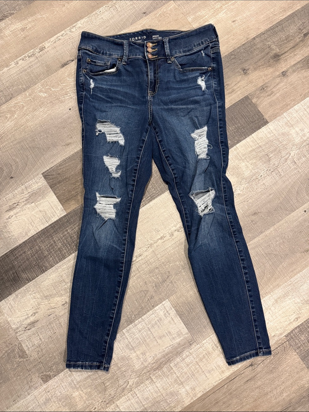 Torrid  Dark Navy Distressed Jegging Jeans